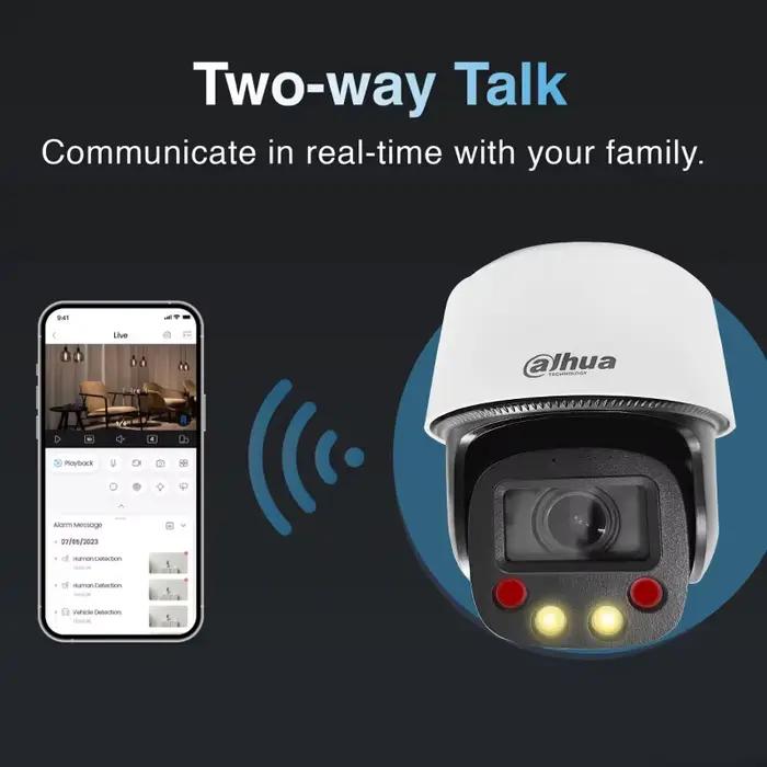 Dahua 4MP caméra PTZ couleur suivi automatique intelligent lumière chaude et son