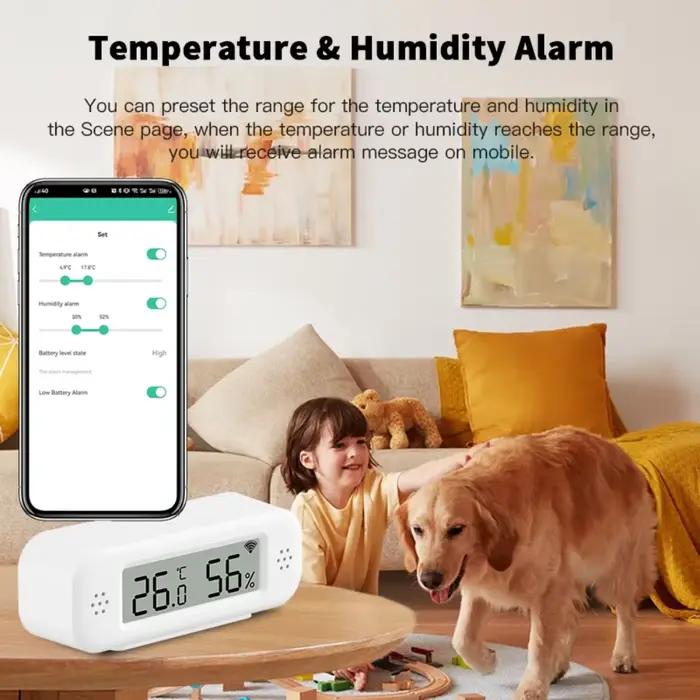 Tuya WiFi Mini température humidité pour maison intelligente thermomètre hygromètre APP alarme à distance fonctionne avec Google Home Yandex Alexa