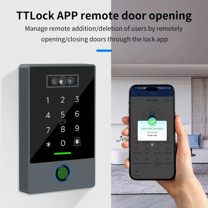 K3D TTLOCK WiFi vidéo sonnette interphone IP67 étanche RFID carte/empreintes digitales/Reconnaissance faciale/Palm Vien/PIN contrôle d'accès