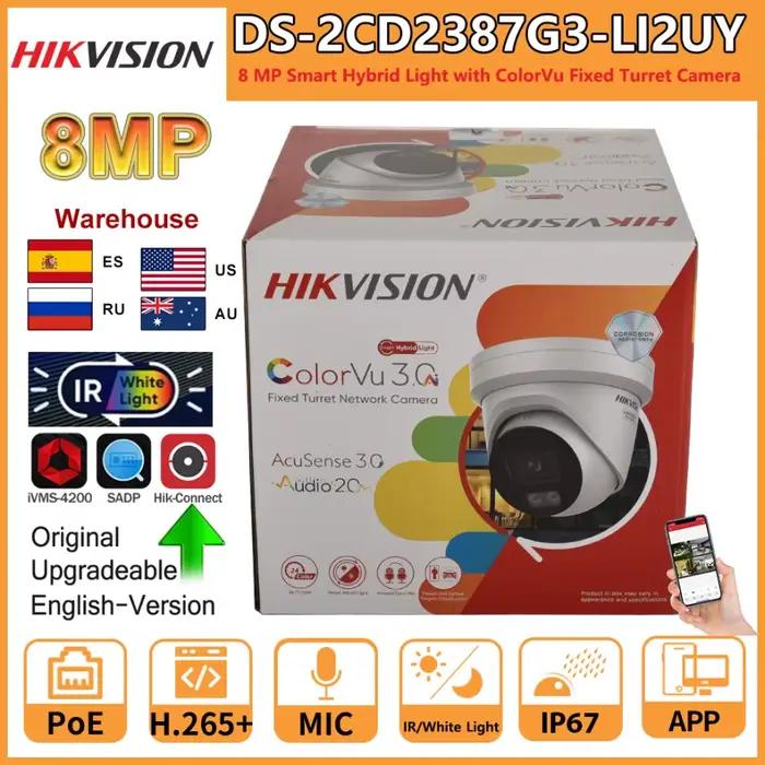 Hikvision 8MP caméra IP DS-2CD2387G3-LI2UY lumière hybride intelligente ColorVu intégré double micro 4K 24/7