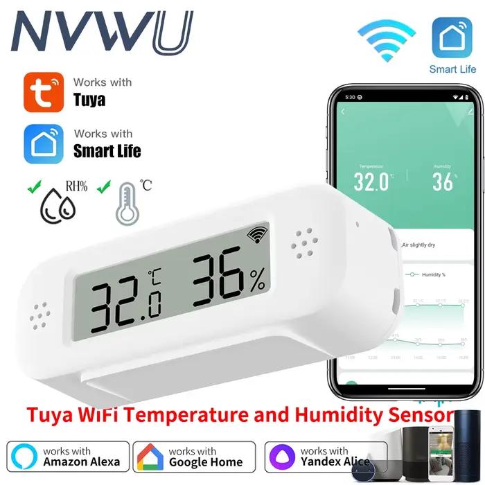 Tuya WiFi Mini température humidité pour maison intelligente thermomètre hygromètre APP alarme à distance fonctionne avec Google Home Yandex Alexa
