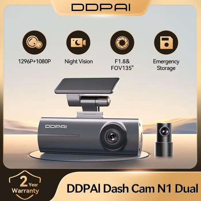 DDPAI Dash Cam N1 double enregistrement avant et arrière NightVIS 1296P