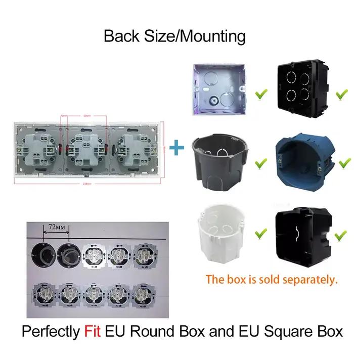 Prise murale triple standard UE pour prises électriques domestiques