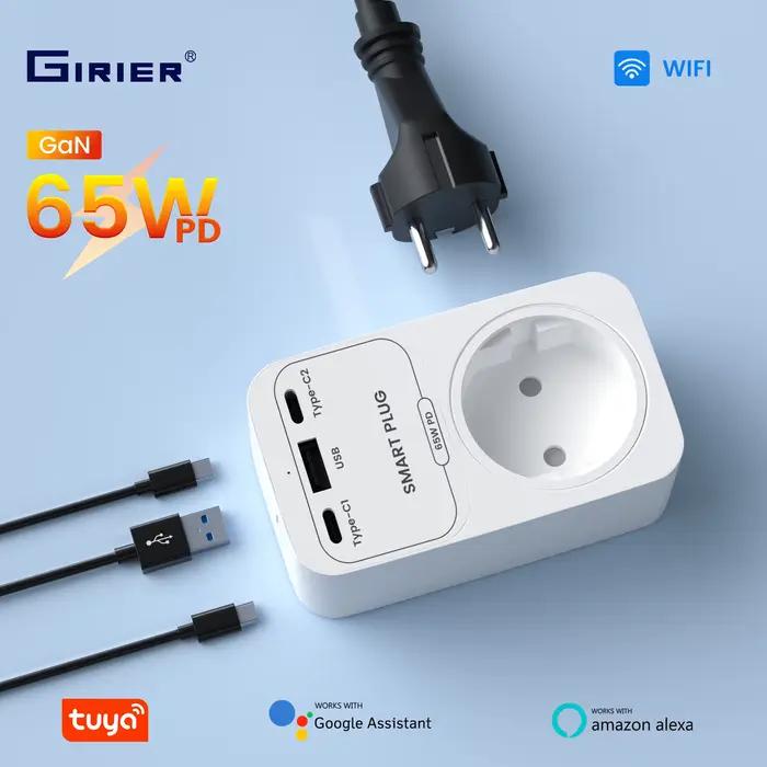 GIRIER Tuya prise intelligente WiFi 65W GaN chargeur rapide avec Ports de charge