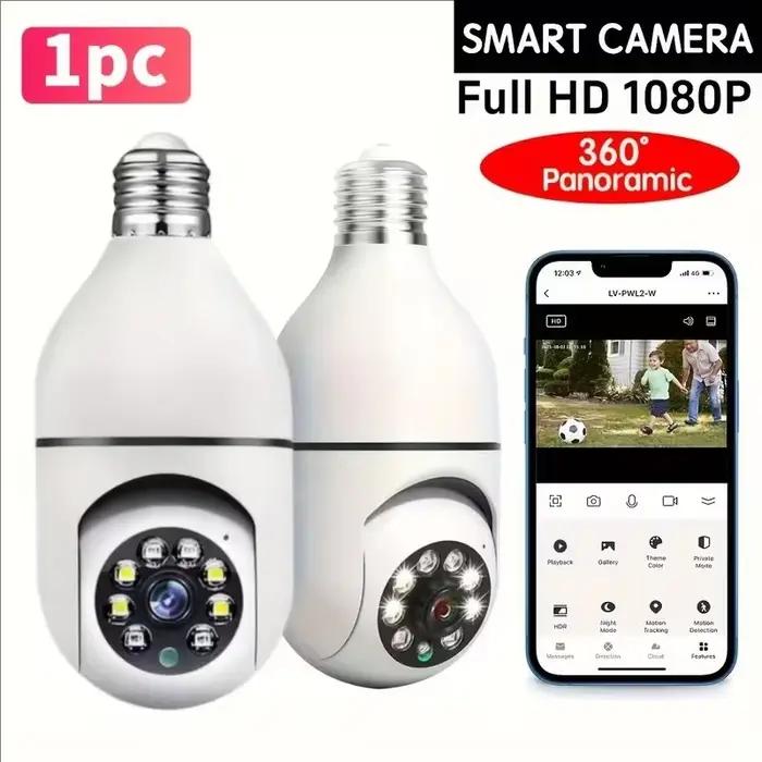 Caméra de surveillance extérieure E27 avec vision nocturne automatique couleur