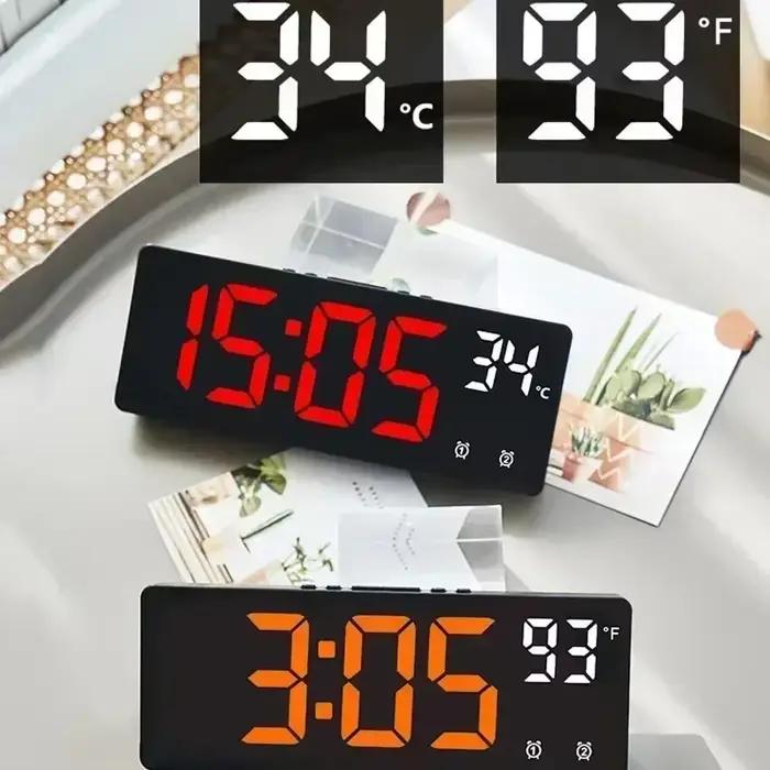 Commande vocale réveil numérique température double alarme Snooze horloge de Table de bureau Mode nuit 12/24H