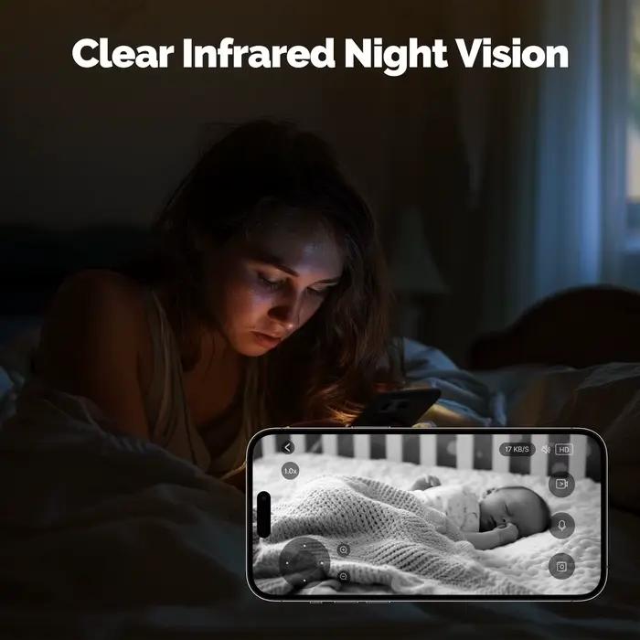 Caméra de sécurité intérieure intelligente MOES Tuya Wi-Fi 2.4G/Wi-Fi 6 avec suivi de mouvement et détection sonore