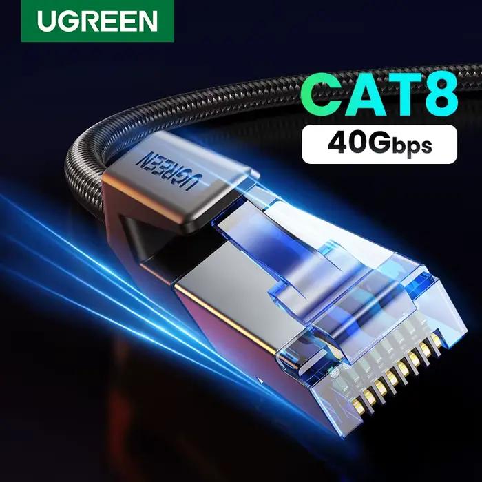 Câble Ethernet UGREEN CAT 8 Haute Vitesse Tressé 40 Gbit/s 2000 MHz Cordon Réseau LAN RJ45 Blindé Intérieur pour Routeur PC PS5 Modem Xbox