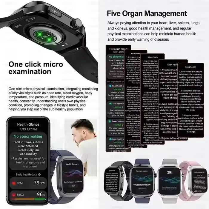 2025New Micro examen physique montre intelligente pour hommes acide urique graisse corporelle cinq organes santé montres Bluetooth appel SmartBracelet
