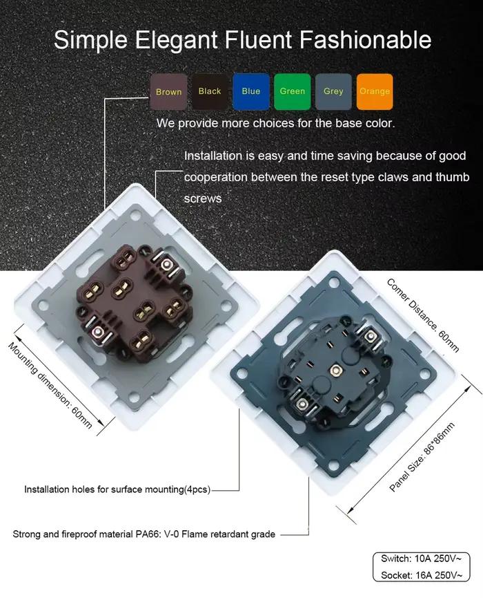 1 2 3 Gang EU interrupteur avec indicateur LED Wallpad verre cristal noir 110 V-250 V 2 voies croix bascule bouton