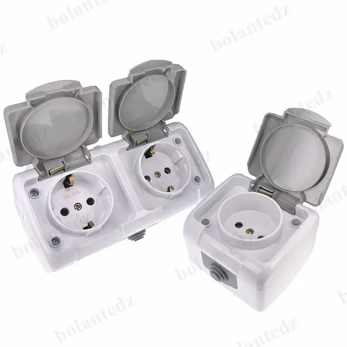 Allemagne prise européenne 2P + E IP54 Surface Type 2 Gang Schuko