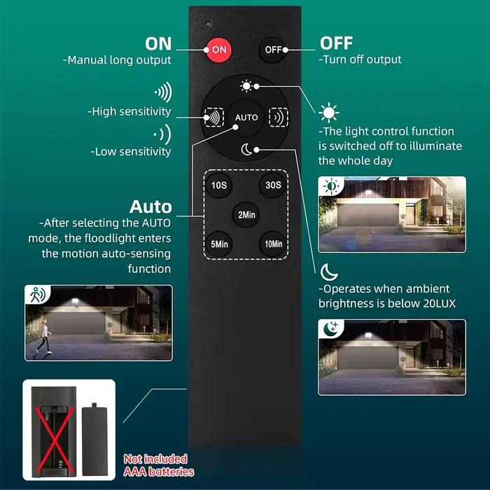 Projecteur LED extérieur avec capteur de mouvement et télécommande