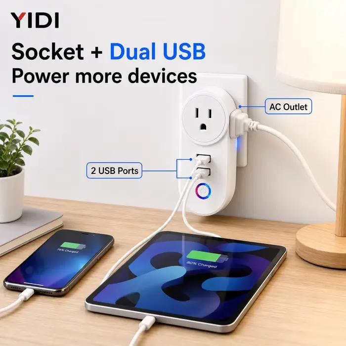 Prise intelligente WiFi avec 2 ports USB