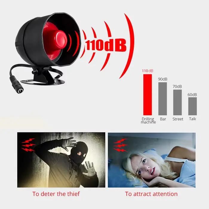 KERUI Kit de système d'alarme de sécurité 110dB fort intérieur/extérieur résistant aux intempéries sirène klaxon sans fil bricolage capteur de porte alarme d'alerte antivol