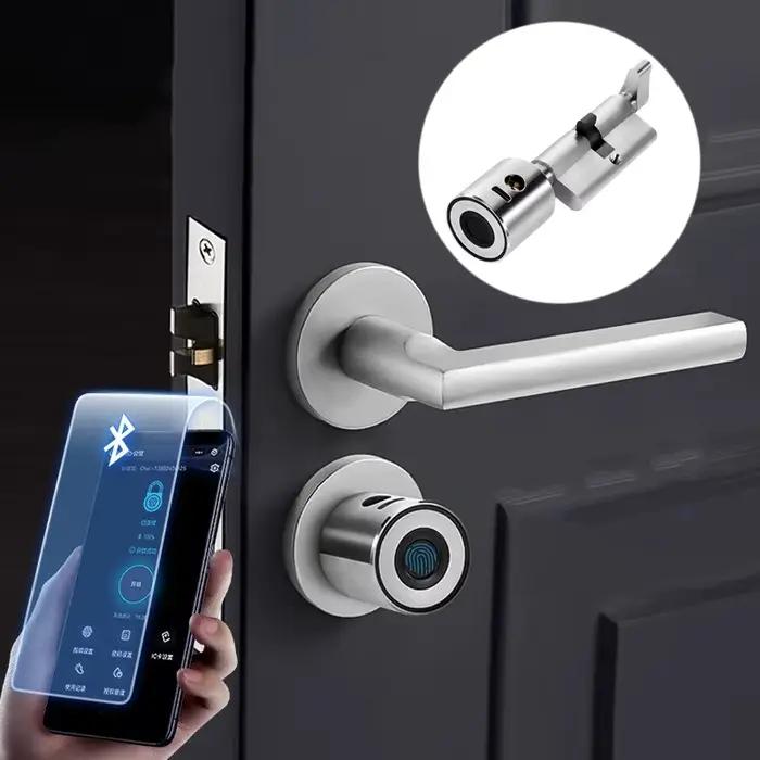 Serrure intelligente de cylindre d'UE d'empreinte digitale pour la porte en métal en bois d'intérieur