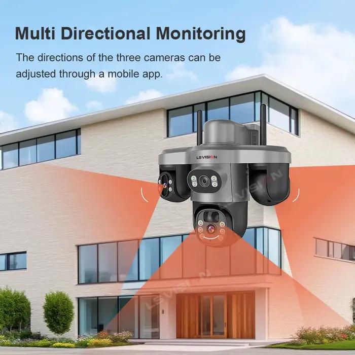 LS VISION 15MP trois objectifs PTZ caméra solaire extérieure WiFi/4G