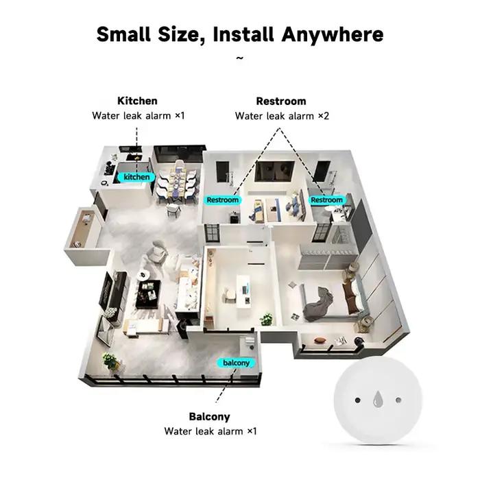 Capteur de fuite d'eau intelligent pour maison connectée ZigBee 2MQTT