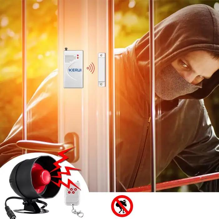 KERUI Kit de système d'alarme de sécurité 110dB fort intérieur/extérieur résistant aux intempéries sirène klaxon sans fil bricolage capteur de porte alarme d'alerte antivol