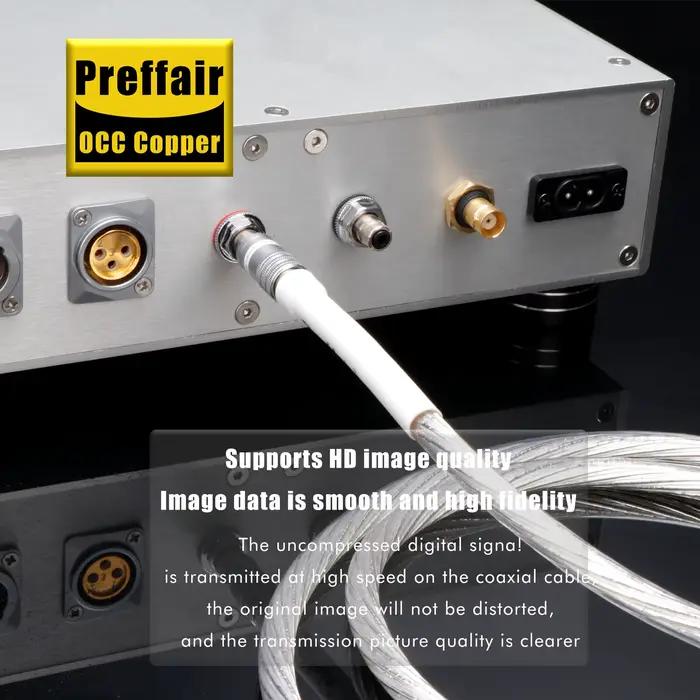 Câble Audio Coaxial numérique RAC 110ohm 7N OCC plaqué argent haut de gamme
