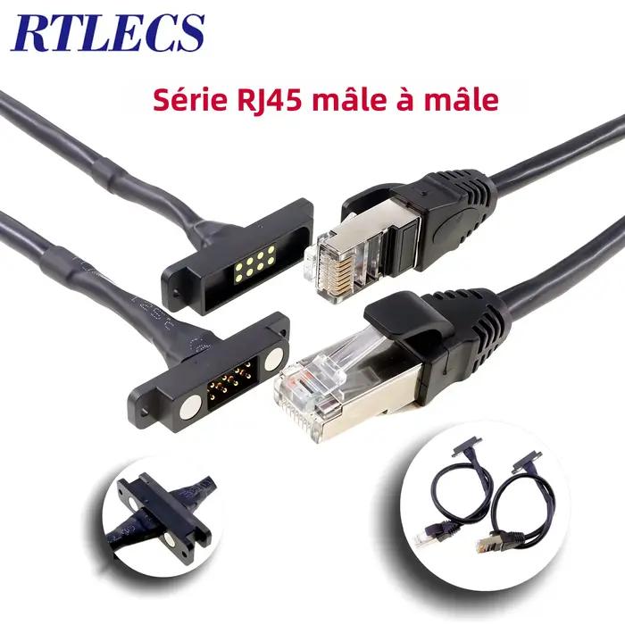 Connecteur magnétique RJ45 Cat5 blindé 8P à double rangée de broches Pogo