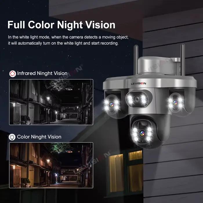 LS VISION 15MP trois objectifs PTZ caméra solaire extérieure WiFi/4G