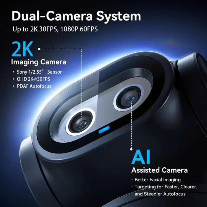 Webcam EMEET PIXY 2K, caméra PTZ à suivi IA avec contrôle gestuel et capteur Sony
