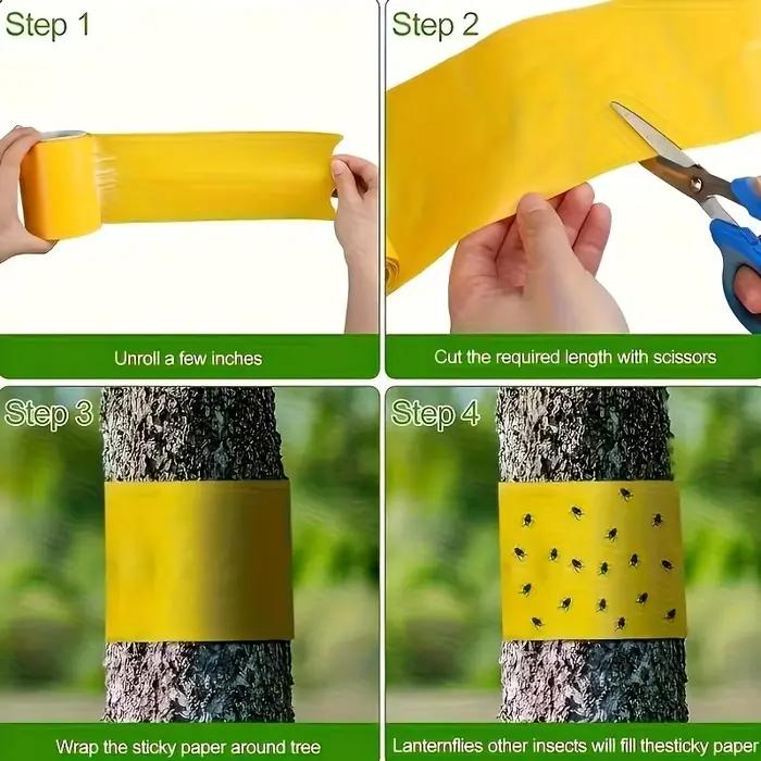 1 rouleau de ruban adhésif anti-insectes double face jaune pour empêcher les insectes
