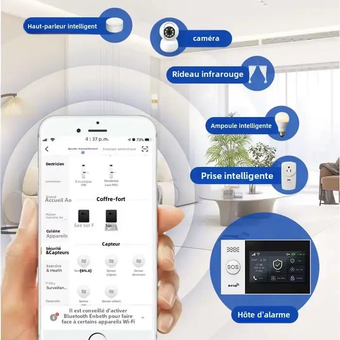 PGST PG-107 4G Tuya sans fil maison WIFI GSM sécurité à domicile avec détecteur de mouvement capteur système d'alarme antivol prise en charge Alexa et Google