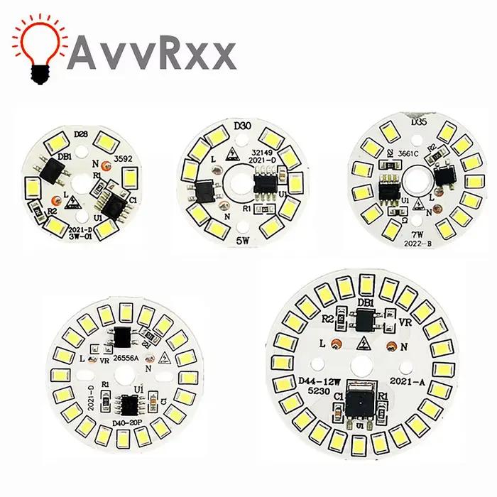 Puce LED pour ampoule 3W 5W 7W 9W 12W SMD 2835 perles de lumière rondes AC 220V-240V