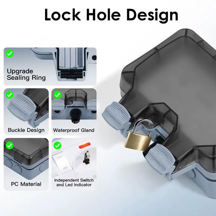 Prise simple étanche BSEED pour extérieur étanche IP66 avec bouton marche arrêt pour résidentiel usage général sécurité et design élégant