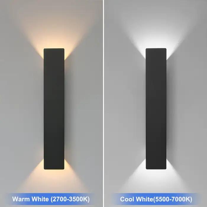 Applique murale LED extérieure IP65 étanche en aluminium haut vers le bas lumière 18W 110V/220V noir blanc pour éclairage extérieur de porche de cour