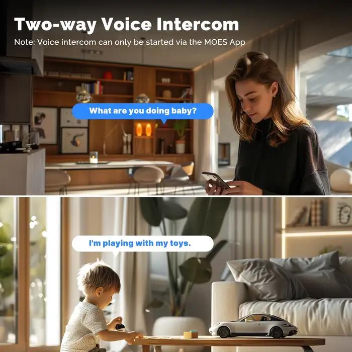 Moes Tuya WiFi caméra intelligente intérieure 8MP objectif double écran 2.4G/5G Vision nocturne infrarouge détection de mouvement suivi automatique Audio bidirectionnel