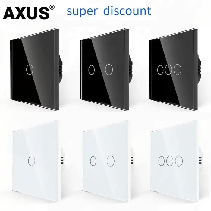 AXUS EU interrupteur tactile AC100-240V alimentation LED 1/2/3 Gang panneau de verre cristal applique