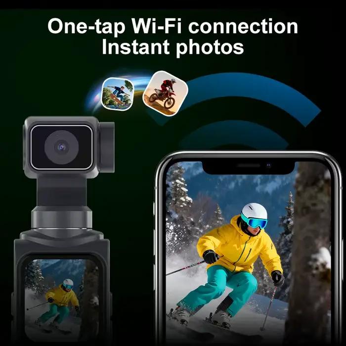 Caméra de poche 4K Vlog avec stabilisateur et fonction 330 °