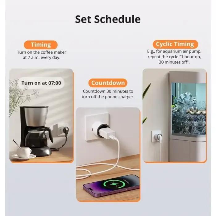 SONOFF S60 EU SONOFF Wifi prise Wifi prise intelligente Protection contre les surcharges minuterie scène intelligente télécommande Via EWeLink Alexa Google