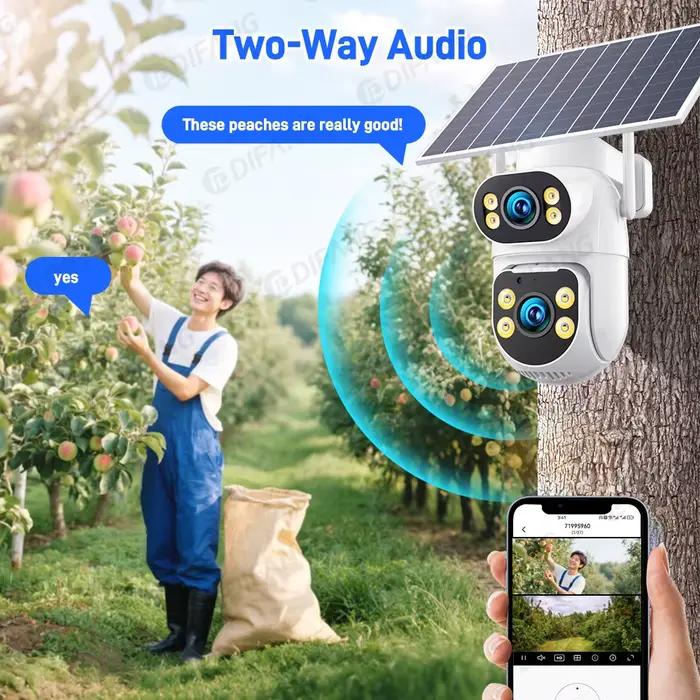 Caméra solaire Yoosee AOV 4G extérieure 8MP 3 objectifs 3 écrans Détection humaine PIR Caméras étanches Vision nocturne Protection de sécurité CCTV