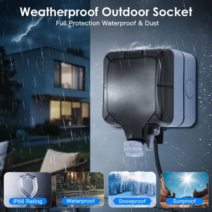 Prise simple étanche BSEED pour extérieur étanche IP66 avec bouton marche arrêt pour résidentiel usage général sécurité et design élégant