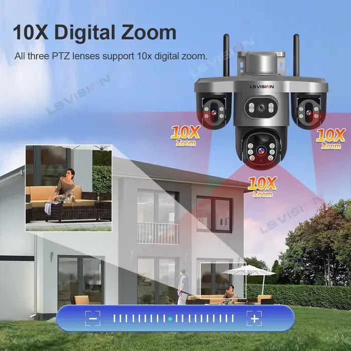 LS VISION 15MP trois objectifs PTZ caméra solaire extérieure WiFi/4G