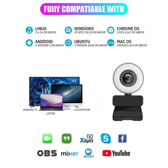 Webcam 4K 2K 1080P avec contrôle de la lumière