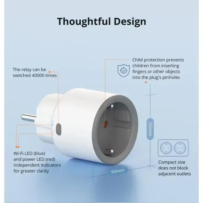 SONOFF S60 EU SONOFF Wifi prise Wifi prise intelligente Protection contre les surcharges minuterie scène intelligente télécommande Via EWeLink Alexa Google