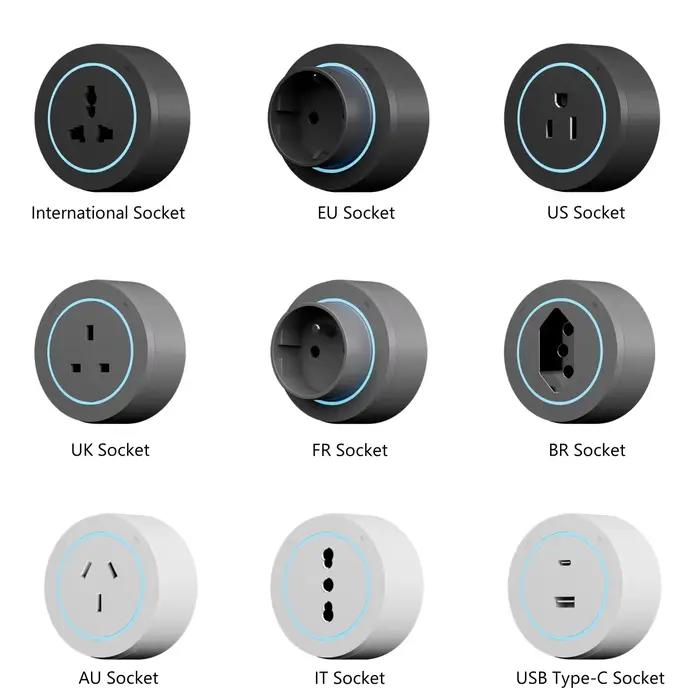 Prises sur rail régulières UK US EU FR RUS BR AU IT IL adaptateurs USB prise murale romantique aluminium diversité types de prises installation facile choix de couleurs