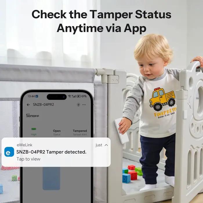 SONOFF SNZB-04PR2 SenseGuard DW Gen2 Capteur de porte/fenêtre Zigbee Sécurité active avec alertes de manigouillage Surveillance par application via ZBBridge-P