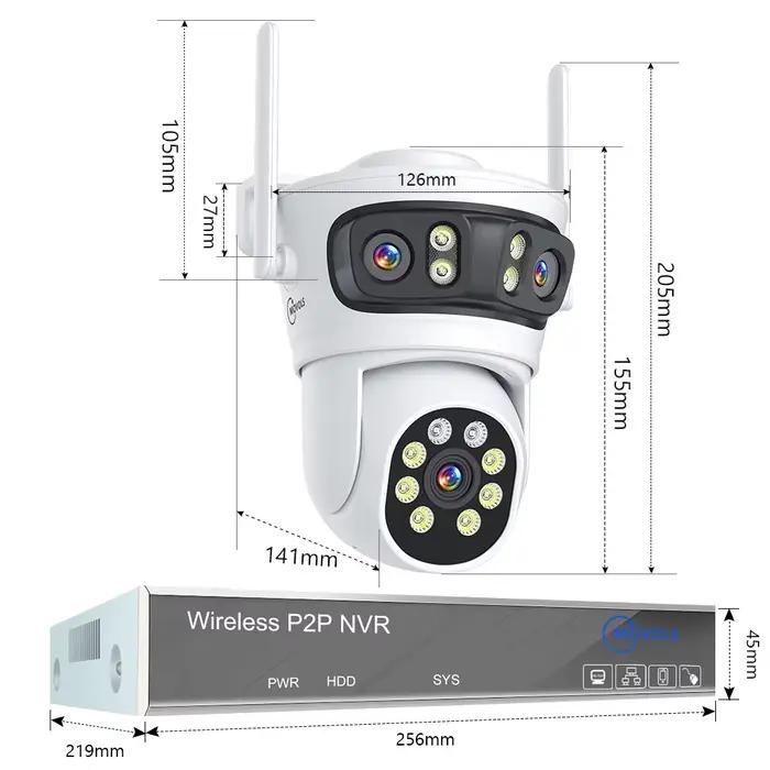Système de vidéosurveillance sans fil Movols 6MP à trois objectifs PTZ H.265