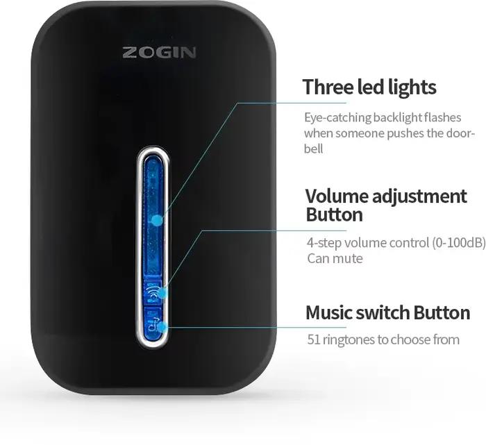 Sonnette sans fil intelligente avec 51 ringtones et portée de 150 mètres pour une sécurité et commodité maximales