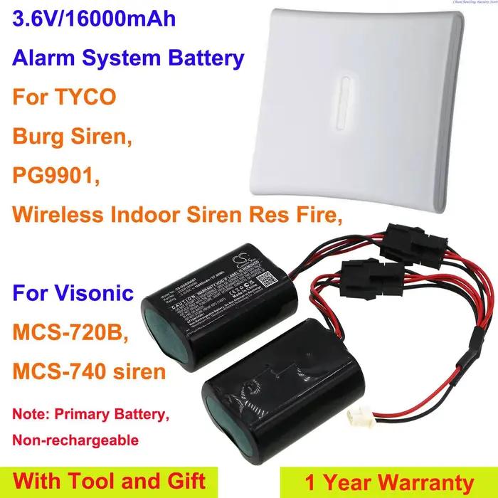 Batterie de système d'alarme 16000mAh pour Visonic MCS-720B