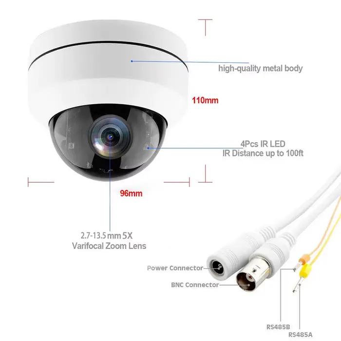 Mini caméra PTZ RS485 HD analogique 1080P avec zoom 5X (2