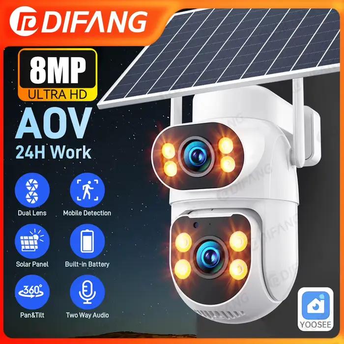 Caméra solaire Yoosee AOV 4G extérieure 8MP 3 objectifs 3 écrans Détection humaine PIR Caméras étanches Vision nocturne Protection de sécurité CCTV