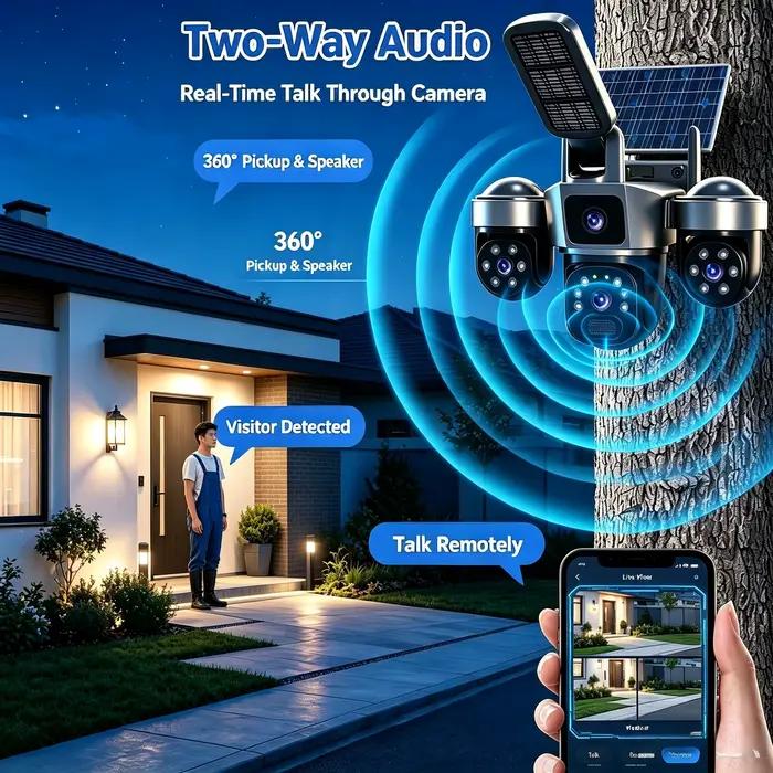 Caméra IP WiFi solaire PTZ extérieure sans fil 4G avec carte SIM