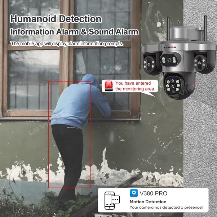 LS VISION 20MP 4 objectifs trois écrans 4G caméra solaire extérieure WiFi 10X Zoom optique suivi automatique