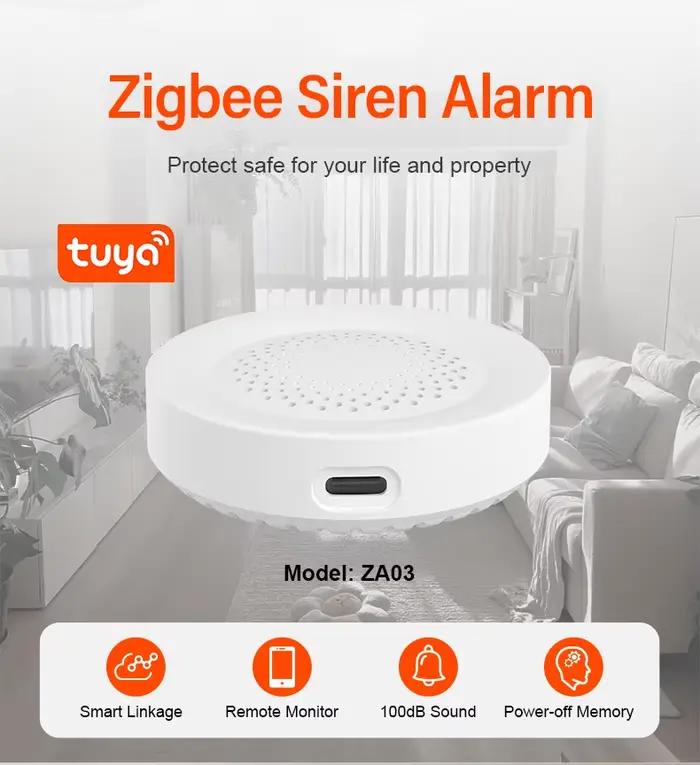 Alarme sirène intelligente Tuya Zigbee – Alerte de sécurité 100 dB